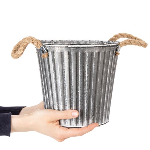 Decoratieve plantenpot, metalen pot met handvatten, metalen decoratie in shabby chic stijl Ø21,5 cm | Floristik24.nl