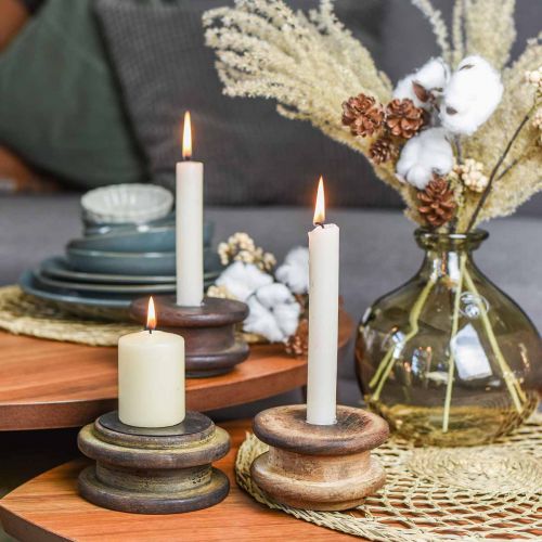 Floristik24 Deco keerrol, kandelaar, tafeldecoratie, industrieel design, vintage look Ø12cm