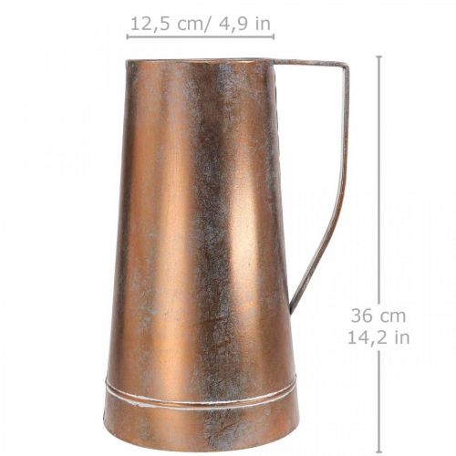Artikel Siervaas koperkleurig sierkan vintage decoratief B21cm H36cm