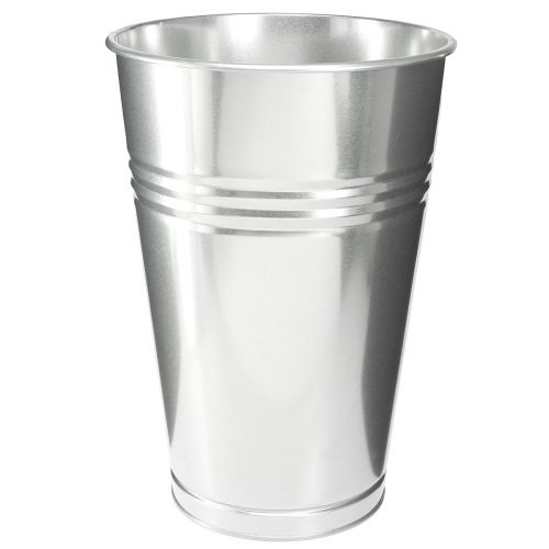 Floristik24 Decoratieve vaas metaal conische hoge vaas zilver H38,5cm 14,5L