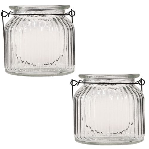 Artikel Decoratieve vaas retro glas lantaarn handvat Ø10cm H10cm 2st