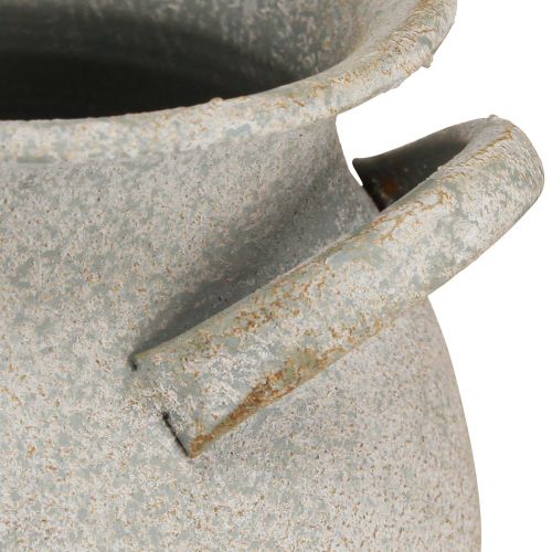 Artikel Decoratieve vaas met handvatten vintage plantenbak metaal grijs H13cm
