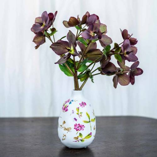 Floristik24 Decoratieve vaas wit bloemen Ø11cm H17,5cm
