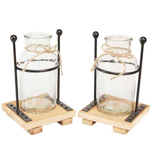 Floristik24 Decoratieve vazen flesvaas glas op voet 12×12×20cm 4st