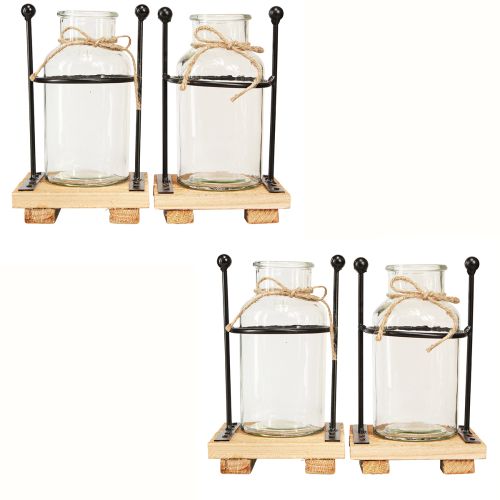 Artikel Decoratieve vazen flesvaas glas op voet 12×12×20cm 4st