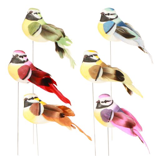 Artikel Decoratieve vogelveren op draad 6 assorti 8x3,5cm 12 st
