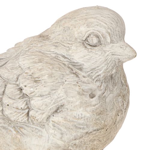 Artikel Decoratief vogelbeeldje mus gegoten steen witgekalkt H12,5cm