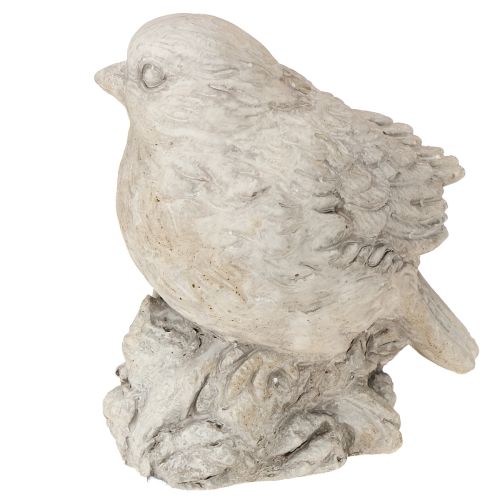 Artikel Decoratief vogelbeeldje mus gegoten steen witgekalkt H12,5cm