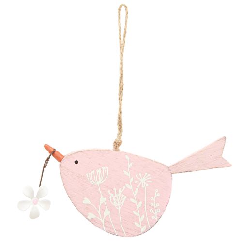 Artikel Decoratieve vogel lentedecoratie hangdecoratie hout roze 15×8,5cm