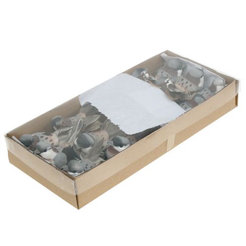 Floristik24 Decoratieve vogel grijs, bruin 8,5 cm 12st