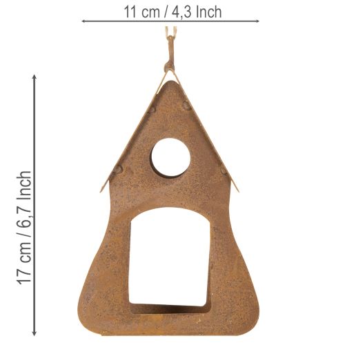 Decoratief hangend vogelhuisje, roestkleurige vogelhuisjesdecoratie, 17,5 cm | Floristik24.nl