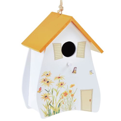 Floristik24 Decoratief vogelhuisje om op te hangen wit geel zomer H21cm 2st