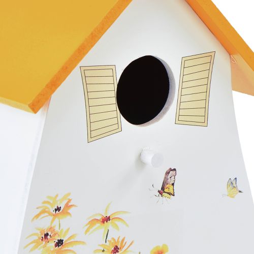 Floristik24 Decoratief vogelhuisje om op te hangen wit geel zomer H21cm 2st