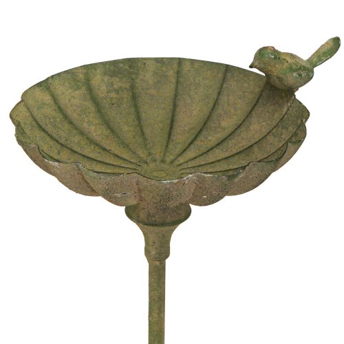 Floristik24 Decoratieve Vogelbadkom Metaal Antiek Groen Ø16.5cm H34.5cm