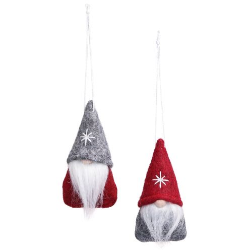 Artikel Decoratieve kabouter kerstboomversiering vilt rood grijs 5×9cm 6 st