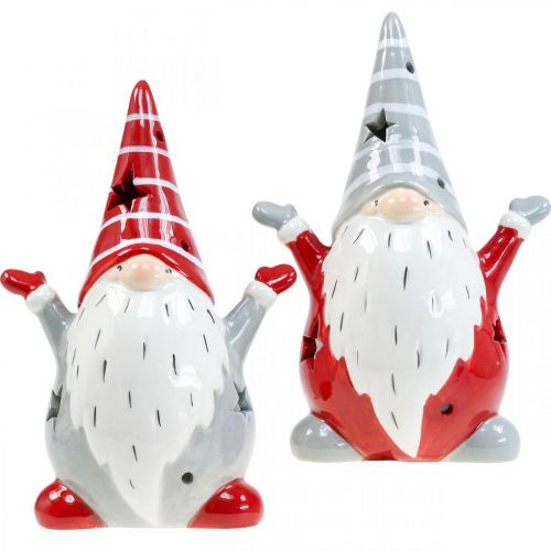 Artikel Deco Kabouter Waxinelichthouder Kerst H18cm 2st