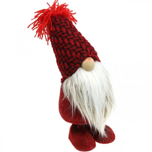 Deco Kabouter Baard Kerst Kabouter Deco Figuur Rood H30cm