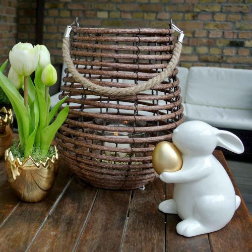 Artikel Decoratieve lantaarn, kaarsdecoratie met handvat, lantaarn in mand Ø23cm H27cm