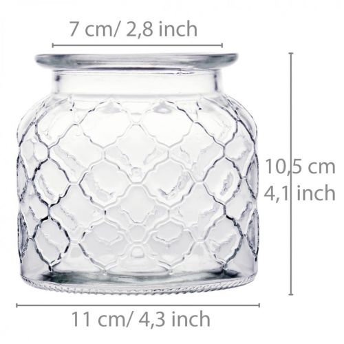 Floristik24 Decoratief lantaarn ruitpatroon, glazen vat, glazen vaas, kaarsdecoratie 2st