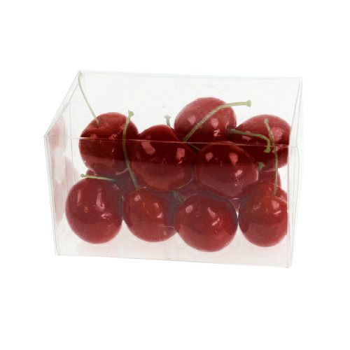 Floristik24 Decoratieve kersen donkerrood 3cm 12st