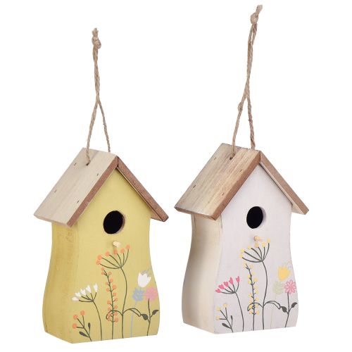 Artikel Decoratie voor het ophangen van vogelhuis hout wit geel 13cm 2 st