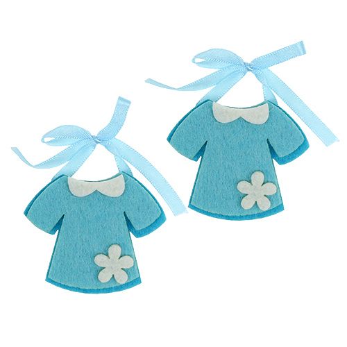 Geboortedecoratie vilten jurkje blauw 7cm 20 st