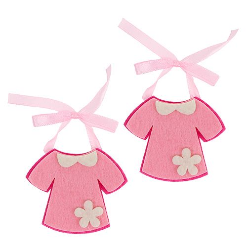 Artikel Geboorte decoratie vilten jurk roze 7cm 20st