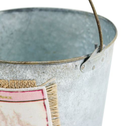 Floristik24 Decoratieve emmer met rozenmotief Ø16,5cm H17,5cm