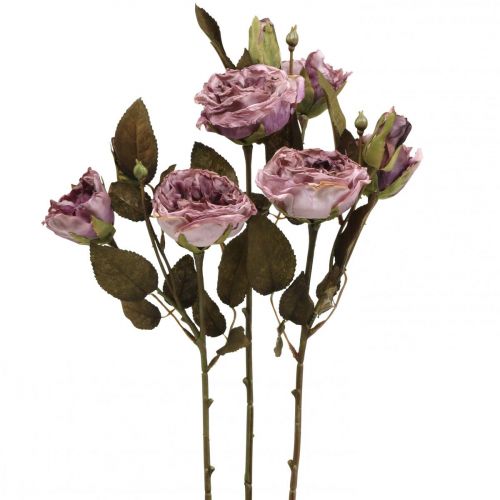 Floristik24 Deco rozenboeket kunstbloemen rozenboeket violet 45cm 3st