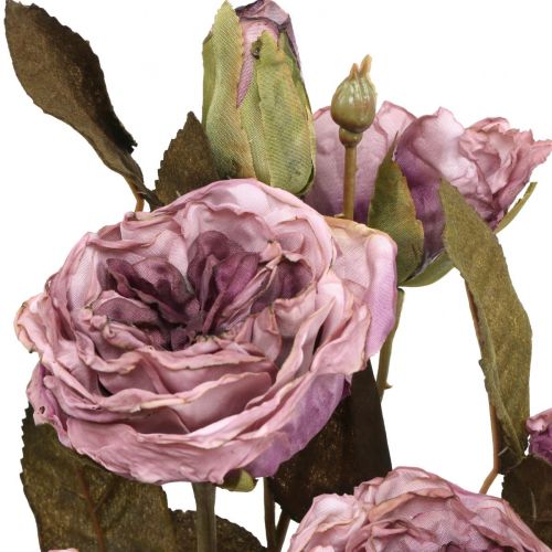 Deco rozenboeket kunstbloemen rozenboeket violet 45cm 3st