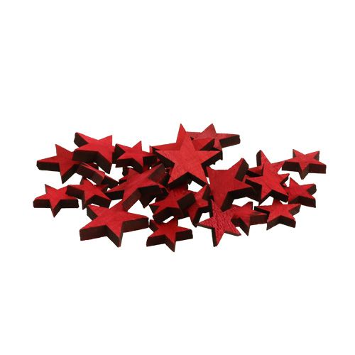 Floristik24 Verspreide houten sterren rood 3-5cm 72st