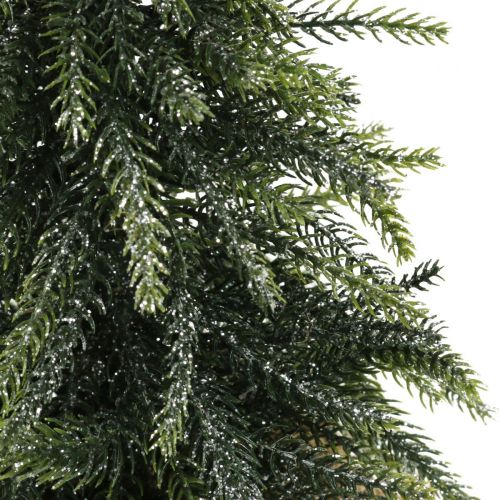 Floristik24 Deco kerstboom mini jute zakje glitter, groen 26cm