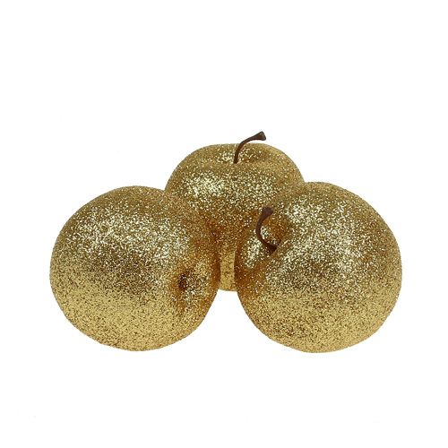 Floristik24 Decoratieve appels goud met mica Ø6cm 12st
