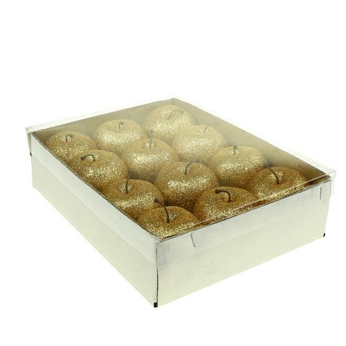 Floristik24 Decoratieve appels goud met mica Ø6cm 12st