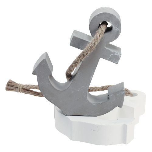 Artikel Decoratief anker beton maritiem grijs wit 11,5cmx14cm 2st