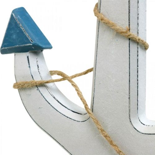 Decoratief anker hout wit, blauw Houten anker om op te hangen 23cm