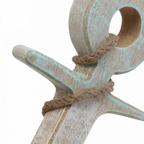 Artikel Anker Deco Hout Maritiem Deco Wit Blauw 24,5cmx14,5cm