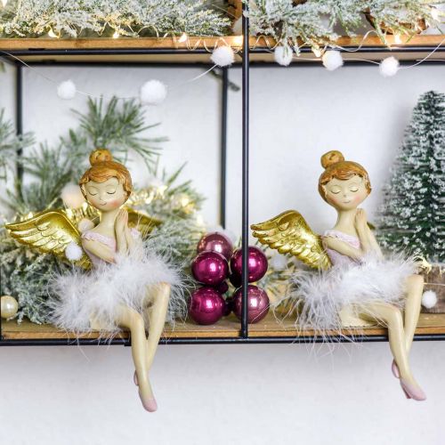 Floristik24 Decoratieve ballerina engel rand zitting Ø11,5 H15cm 2st
