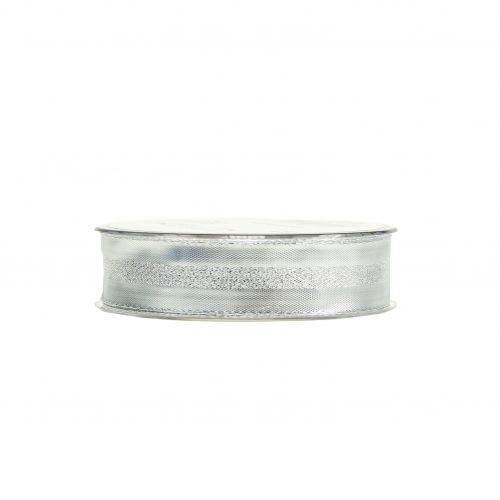Artikel Decoratief lint zilver met strepen 25mm 20m