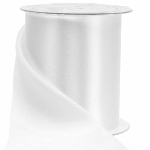 Floristik24 Satijnen lint tafellint wit 100mm 15m