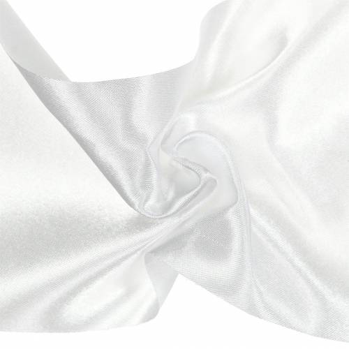 Floristik24 Satijnen lint tafellint wit 100mm 15m