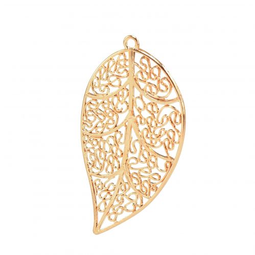Artikel Decoratieve bladeren om op te hangen metalen decoratie goud 5,5 cm 24 st