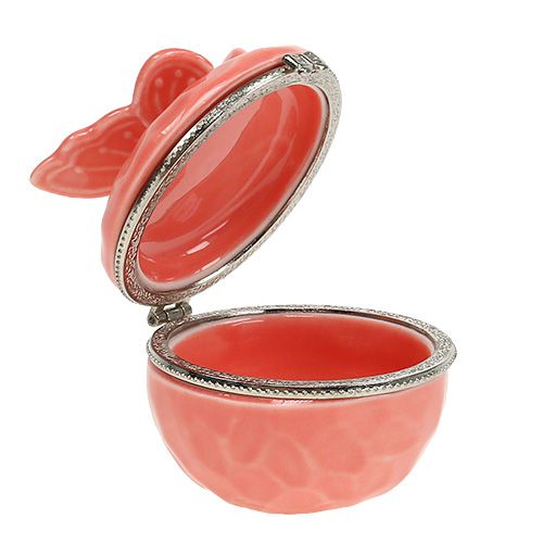 Floristik24 Decoratief doosje met vlinder zalm Ø6cm H6cm