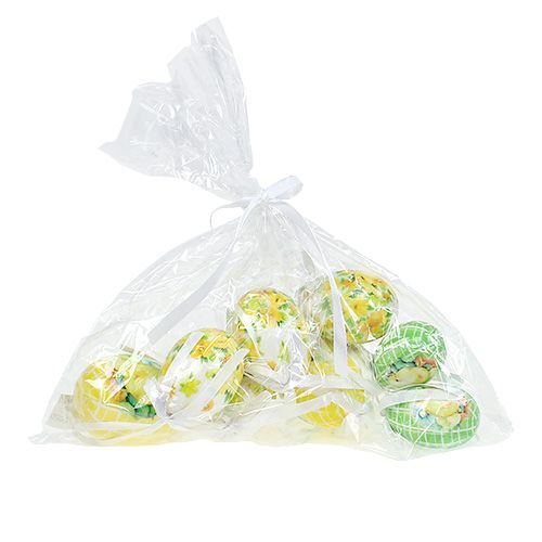 Floristik24 Decoratieve eieren om op te hangen geelgroen 5-8cm 8st