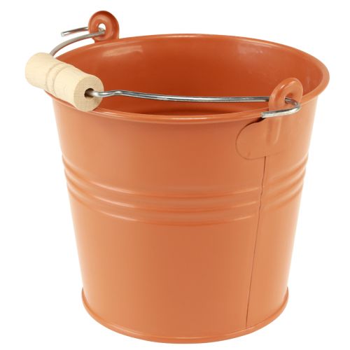 Artikel Decoratieve emmer metalen plantenbak oranje bruin Ø16cm H14,5cm 1,6L