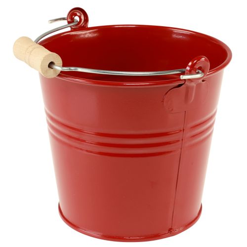 Artikel Decoratieve emmer metalen plantenbak rood Ø16cm H14,5cm 1,6L