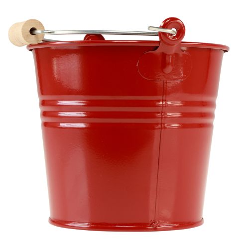 Artikel Decoratieve emmer metalen plantenbak rood Ø16cm H14,5cm 1,6L