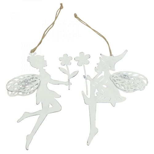 Floristik24 Decoratieve elfjes raamdecoratie lente metaal wit H20cm 4 stuks