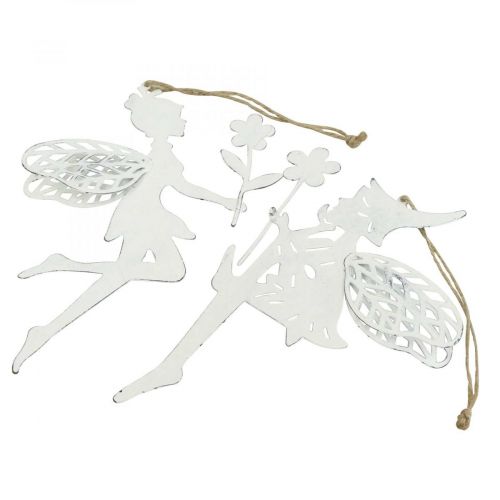 Artikel Decoratieve elfjes raamdecoratie lente metaal wit H20cm 4 stuks