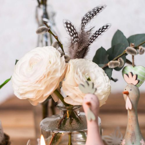 Floristik24 Decoratieve veren gestippeld op de stok Echte parelhoenveren 4-8 cm 24 st